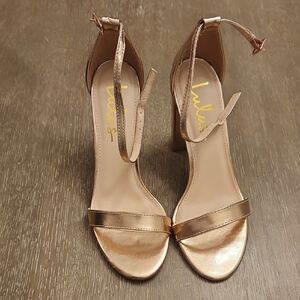 Lulu's Rose Gold Strappy Heels